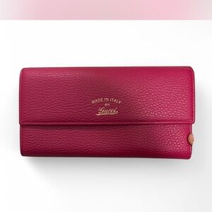 Gucci Pink Leather Wallet with Gold Accents